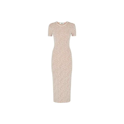 FENDI Короткий рукав Платье Женское Коричневое