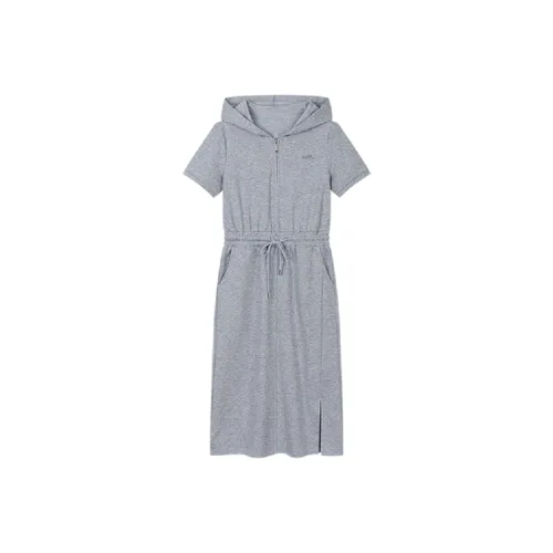 Mo Han Yi Mei Короткий рукав Платье Женское Светло-серое