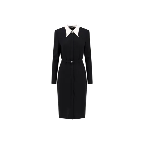 FANSIZHE Длинное платье с длинными рукавами женское черное