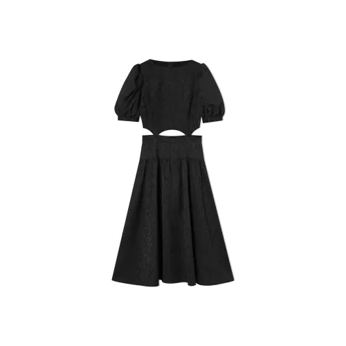 EPTISON WOMAN Black Женские Короткие Платья с Рукавами