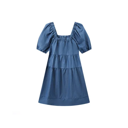 EIDOLON GRAIN Короткий рукав Платье Женское Синий