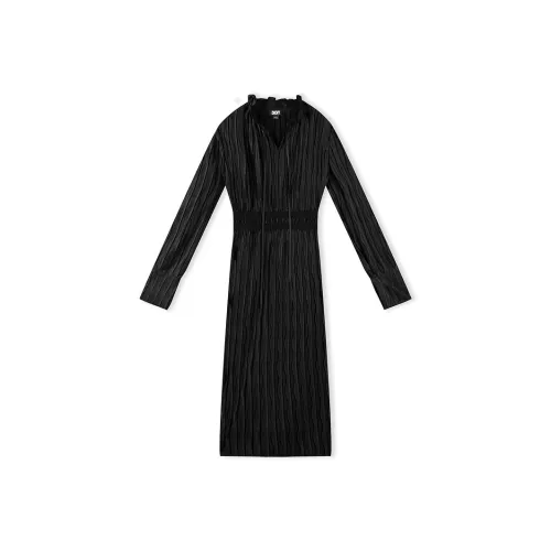 DKNY FW24 Длинное платье с длинными рукавами женское черное