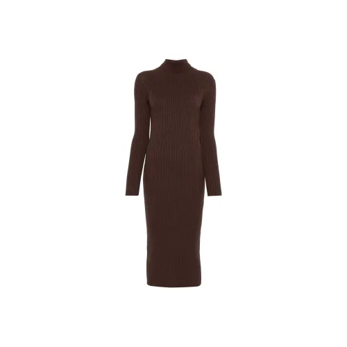 TWINSET Milano FW24 Длинное платье с длинным рукавом женское кофейное