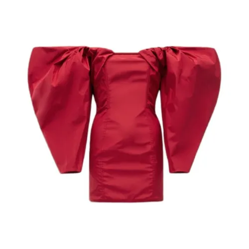 Jacquemus Мини Off Плечо Платье Длинное Платье с Длинными Рукавами Женское Красное