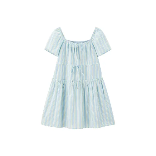 LEDIN Короткий рукав Платье Женское Холодный синий