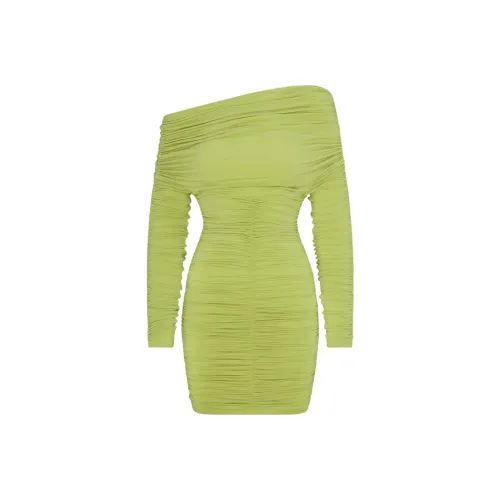 Khy x ATLEIN FW24 Drop 012 Длинный рукав с оборками мини платье длинный рукав платье женское темно-лимонный