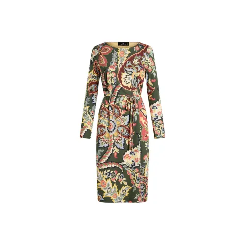 ETRO Зеленые Женские Длинные Платья с Рукавами