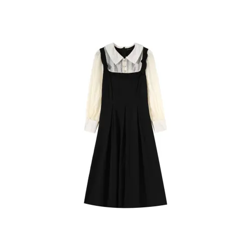 AFGGD Длинное платье с длинными рукавами женское черное