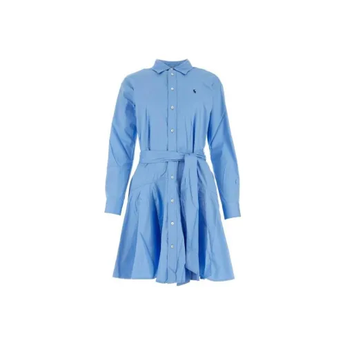 Polo Ralph Lauren Длинное платье с длинными рукавами женское синее