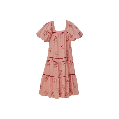 FARM Rio SS24 Короткое Платье с Короткими Рукавами Женское Розовое