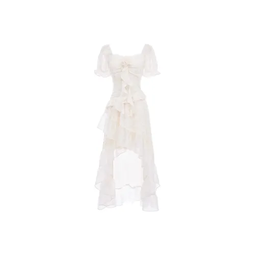 AHDO Короткий рукав Платье Женское Абрикосовое