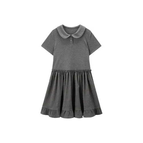 LEDIN Короткий рукав Платье Женское Слоновой серый