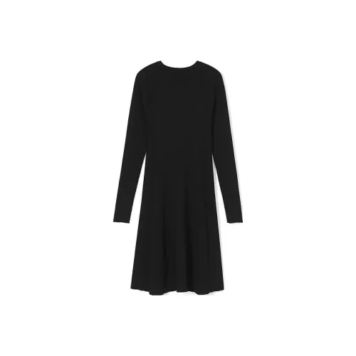 LACOSTE Черное Женское Длинное Платье с Рукавами