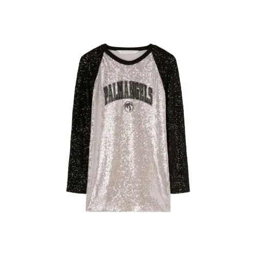 PALM ANGELS Длинное платье с длинными рукавами женское светло-серое