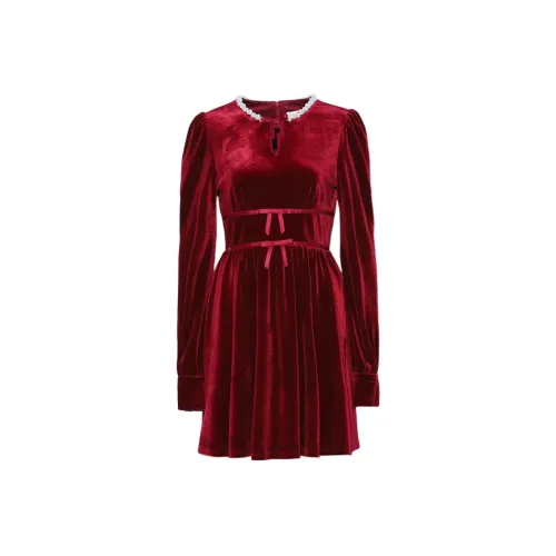 DPLAY Длинное платье с длинными рукавами женское Анкора красный