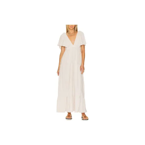 FREE PEOPLE Короткое платье с короткими рукавами женское белое