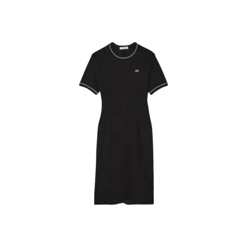 LACOSTE Черное Женское Короткое Платье с Рукавами