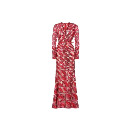 ELIE SAAB Red Женские Длинные Платья с Рукавами