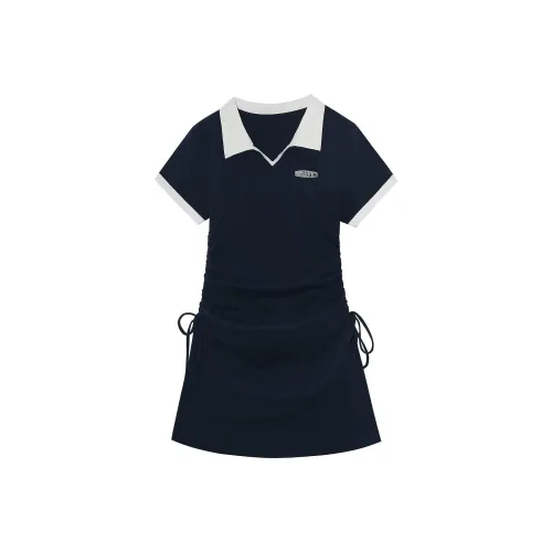 KEAB Короткий рукав Платье Женское Темно-синий
