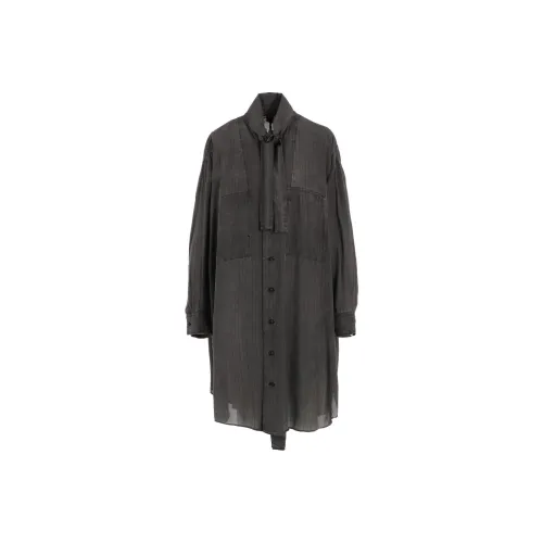 Yohji Yamamoto Серый Женские Длинные Платья с Длинными Рукавами