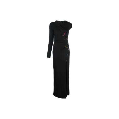 VERSACE SS23 Длинное платье с длинными рукавами женское черное