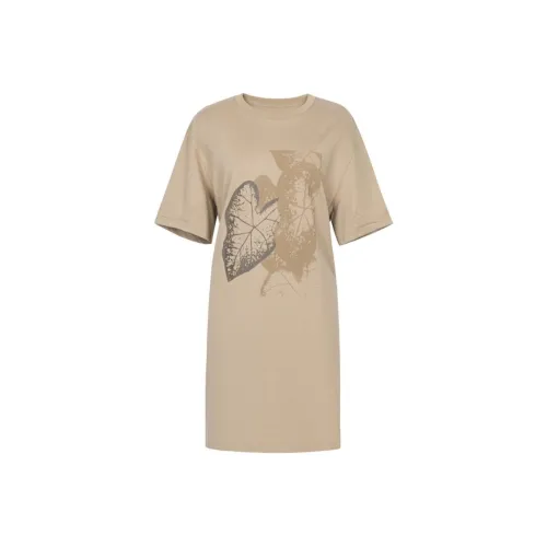 XG Короткий рукав Платье Женское Светлый Бежевый