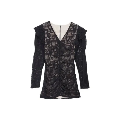 IRO NIGHT Черное Женское Длинное Платье с Рукавами