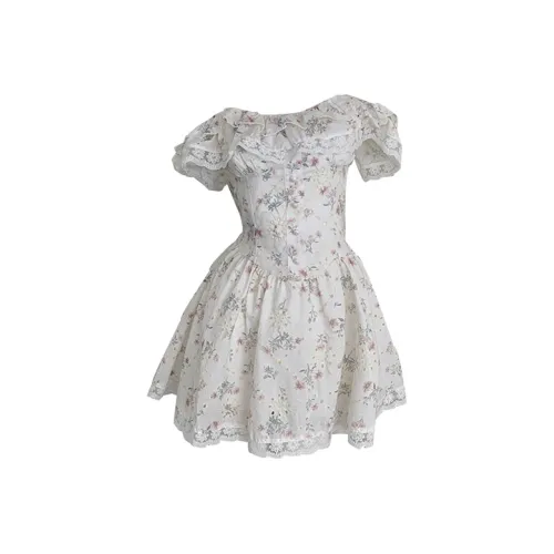 SECFLY OFFICIAL Короткий рукав Платье Женское Белое