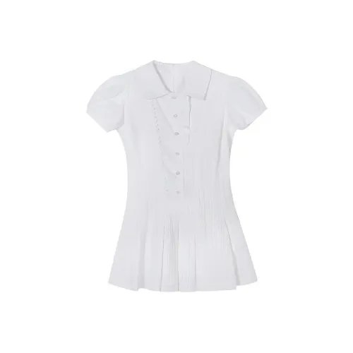 HeartyBite Короткий рукав Платье Женское Белое