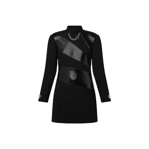 LOUIS VUITTON Длинное платье с длинными рукавами женское черное