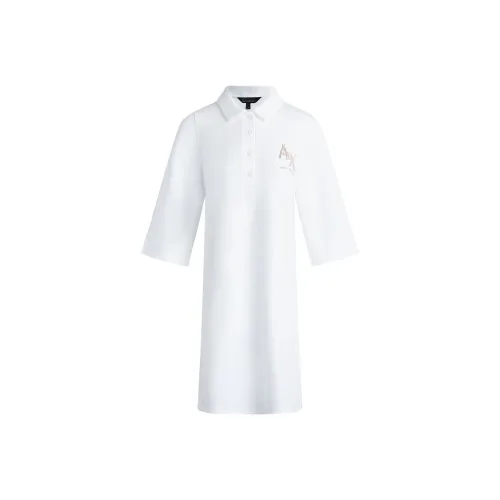 ARMANI EXCHANGEAE SS23 Длинное Платье с Длинными Рукавами Женское Белое