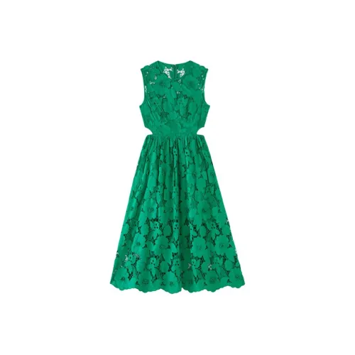 Self Portrait Без рукавов Платье Женское Травяной зеленый