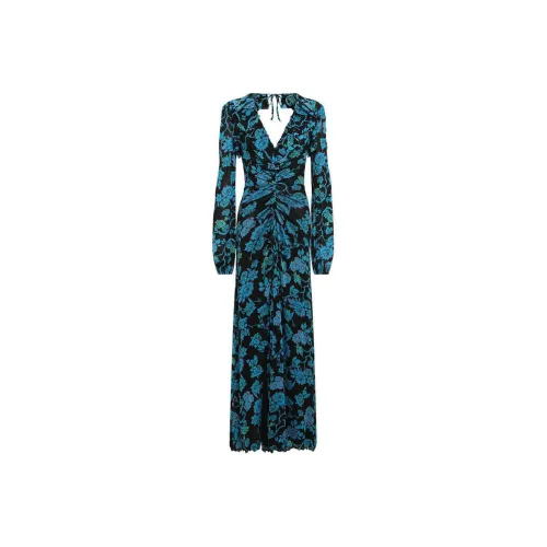 DVF Diane Von Furstenberg SS24 Длинное платье с длинными рукавами женское синий черный