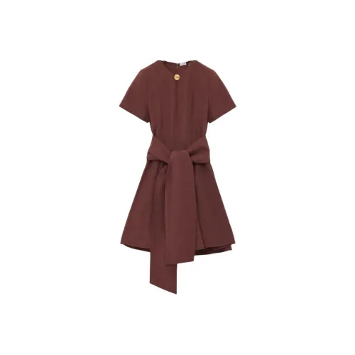 LOEWE Короткое платье с короткими рукавами женское коричневое