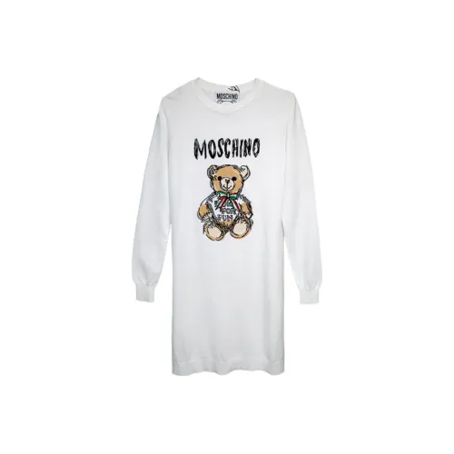 MOSCHINO Белое Женское Длинное Платье с Рукавами