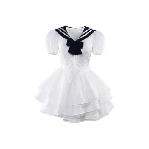 HeartyBite Короткий рукав Платье Женское Белое