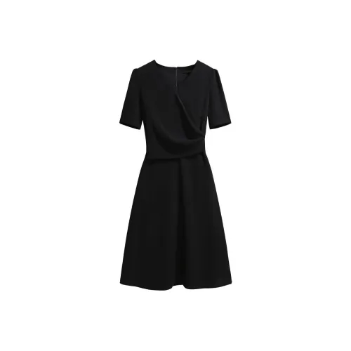 Silky Queen Короткий рукав Платье Женское Черное