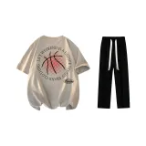 Комплект одежды (Хаки футболка + Черные повседневные штаны)