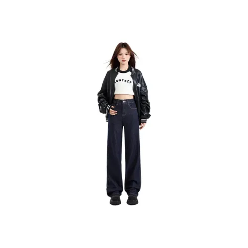 JIYILIAN Джинсы Женские Деним Синий