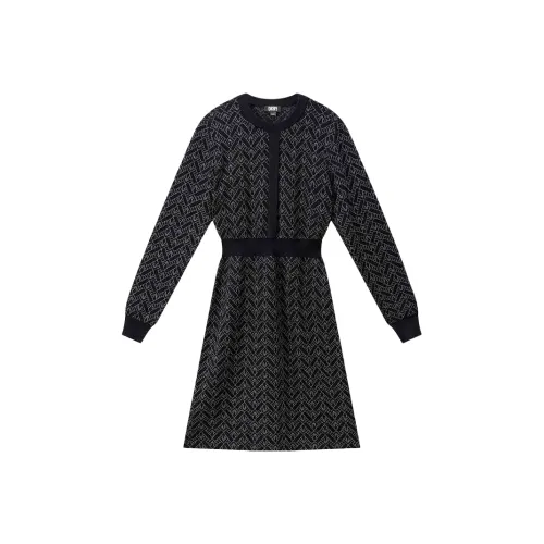 DKNY Длинное платье с длинными рукавами женское черное и цветное