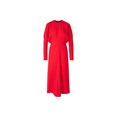 VICTORIA BECKHAM Длинное платье с длинными рукавами женское красное