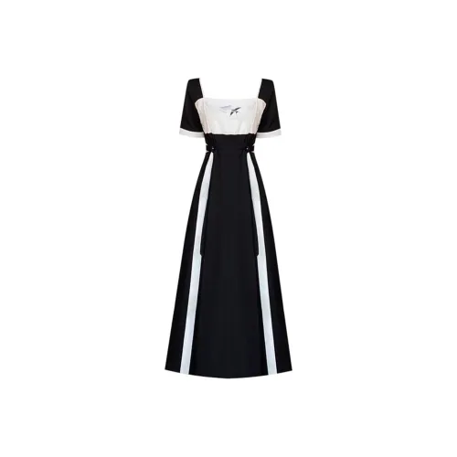 Wbwq Короткий рукав Платье Женское Черное