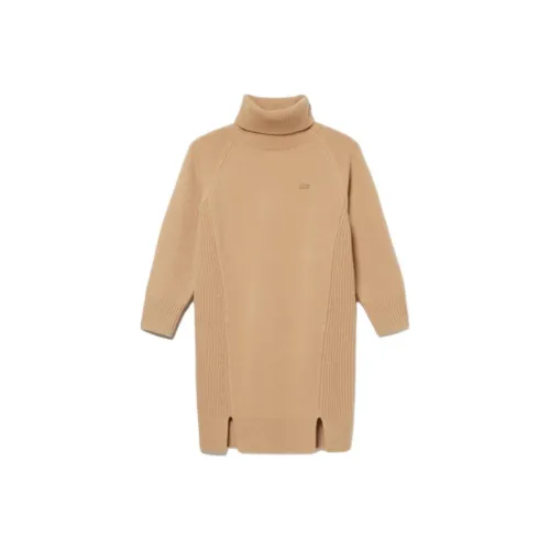 LACOSTE Длинное платье с длинными рукавами женское бежевый