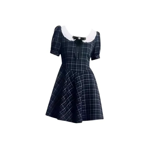 PLAY BUSH Короткий рукав Платье Женское Синее