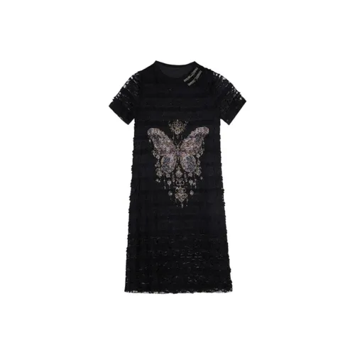 TCH Короткий рукав Платье Женское Черное