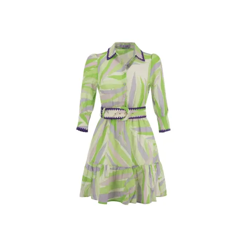 MC2 Saint Barth Зеленое Женское Длинное Платье с Рукавами