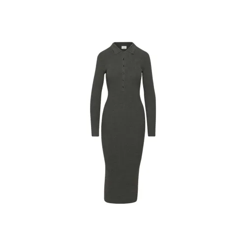 ARITZIA WILFRED Eveline Платье Длинное с длинными рукавами Платье Женское Heather Charcoal Фиби Женнан Уголь