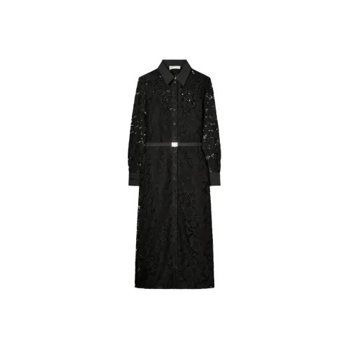 TORY BURCH Длинное платье с длинными рукавами женское черное