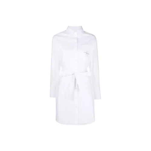 Calvin Klein Белое Женское Длинное Платье с Рукавами