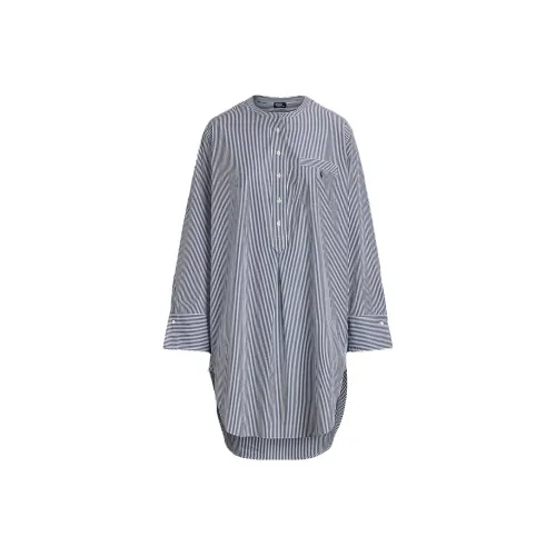 Polo Ralph Lauren SS23 Длинное Платье с Длинными Рукавами Женское Синее